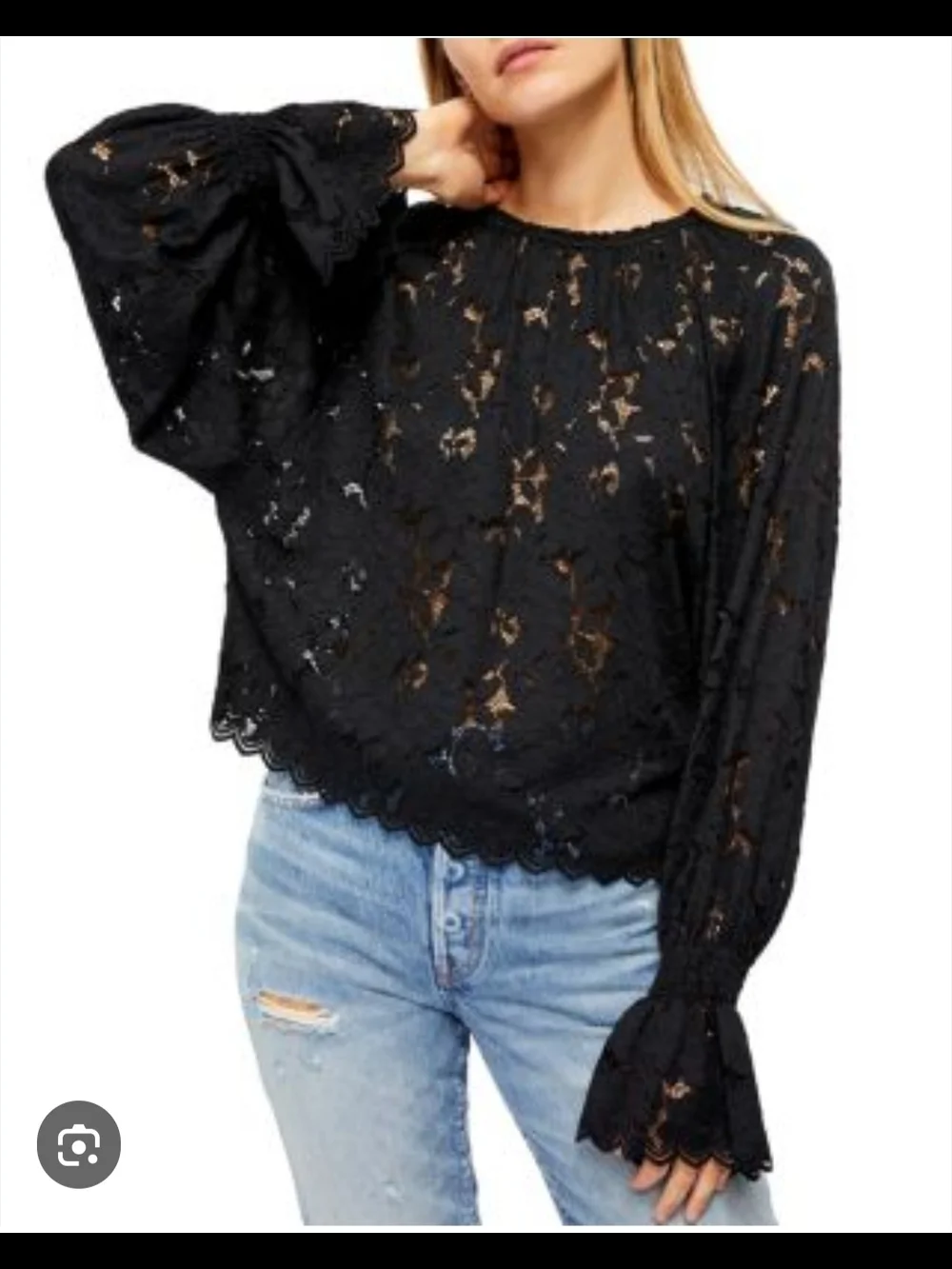 Free People Olivia Sheer Floral Lace Blouse